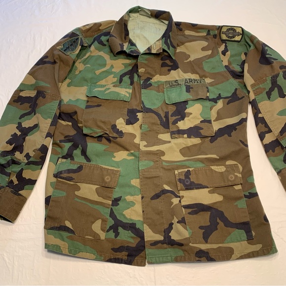 Jackets & Coats Us Military Army Woodland Camo Camouflage Shirt
